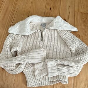 Athleta Ivory Cableknit Pullover